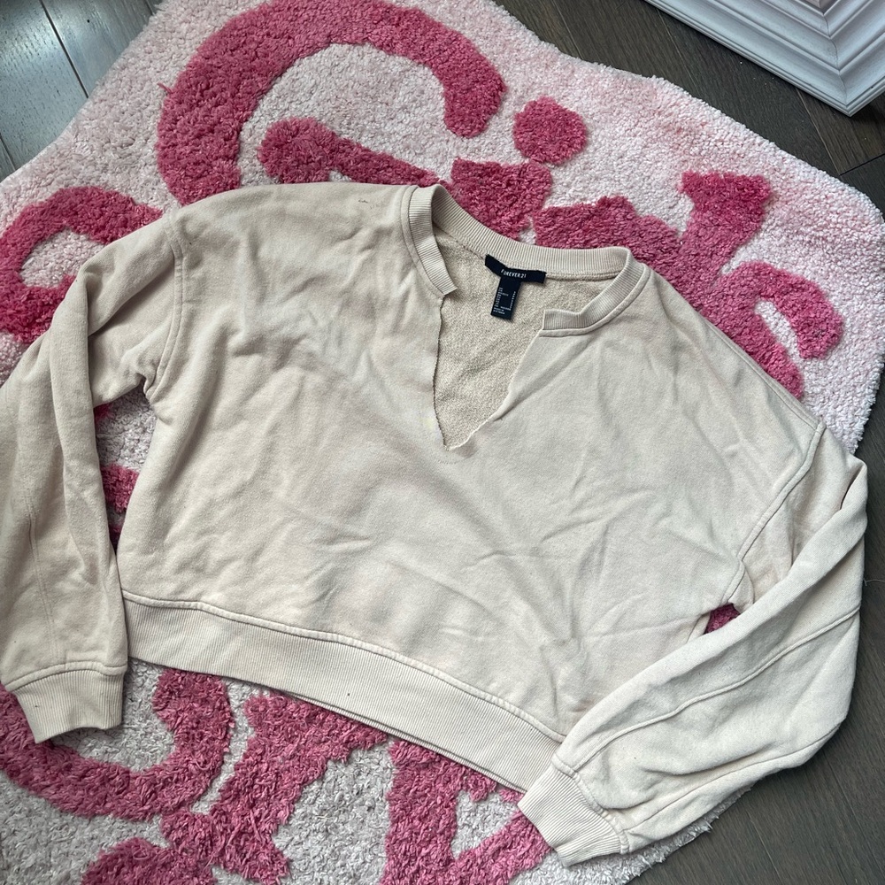 Forever 21 tan cropped sweater size S